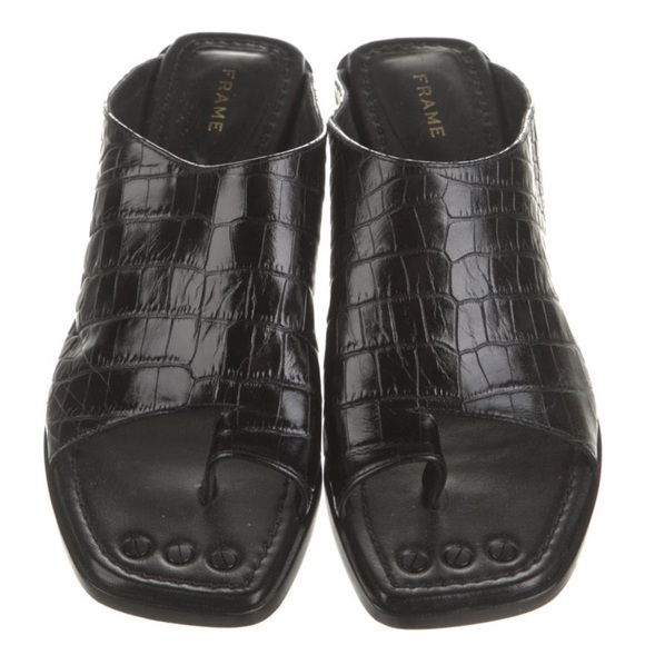 Frame denim Black animal mules sz 8 - Picture 5 of 6